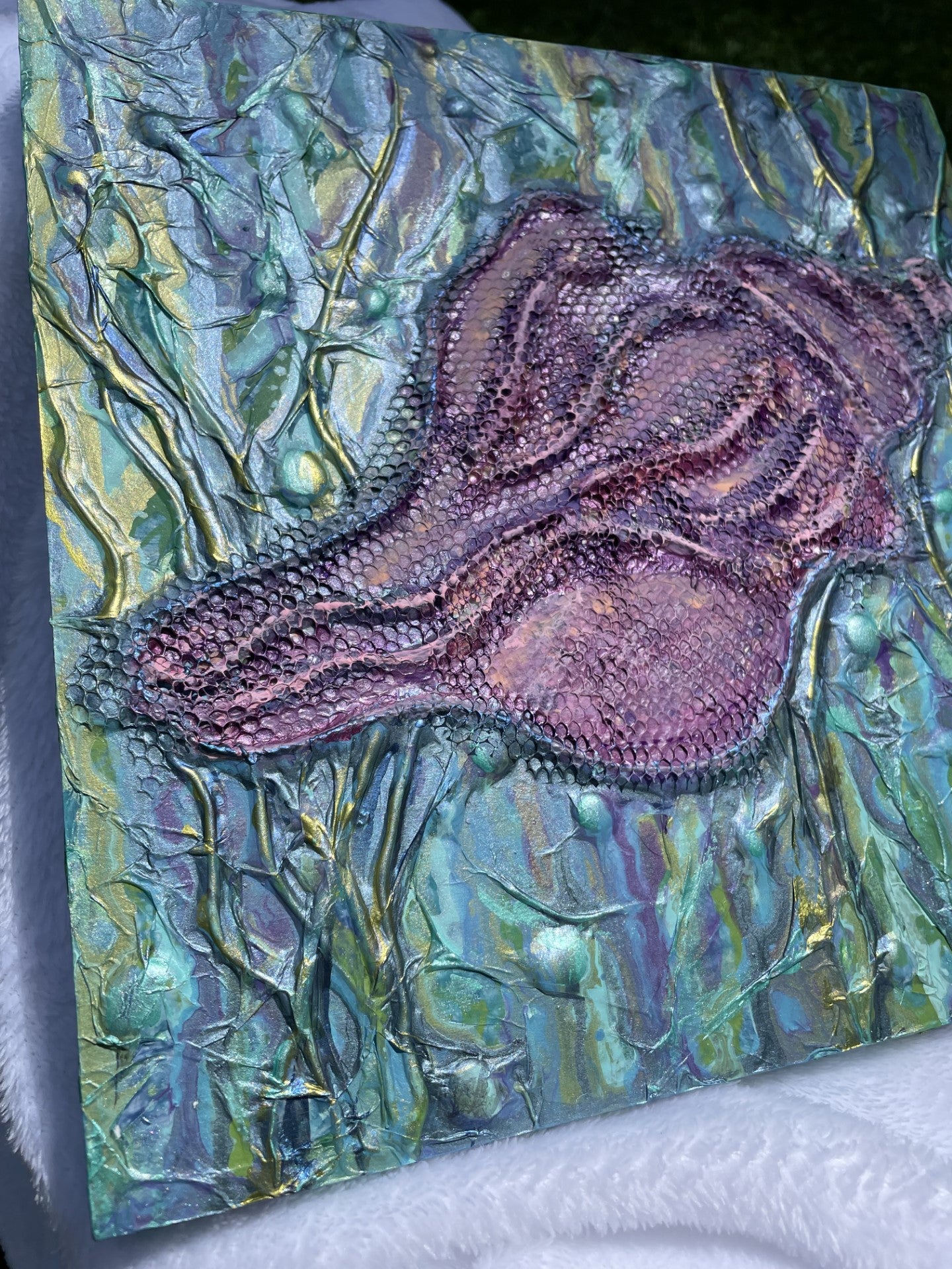 Mixed media coastal seashell wall art
