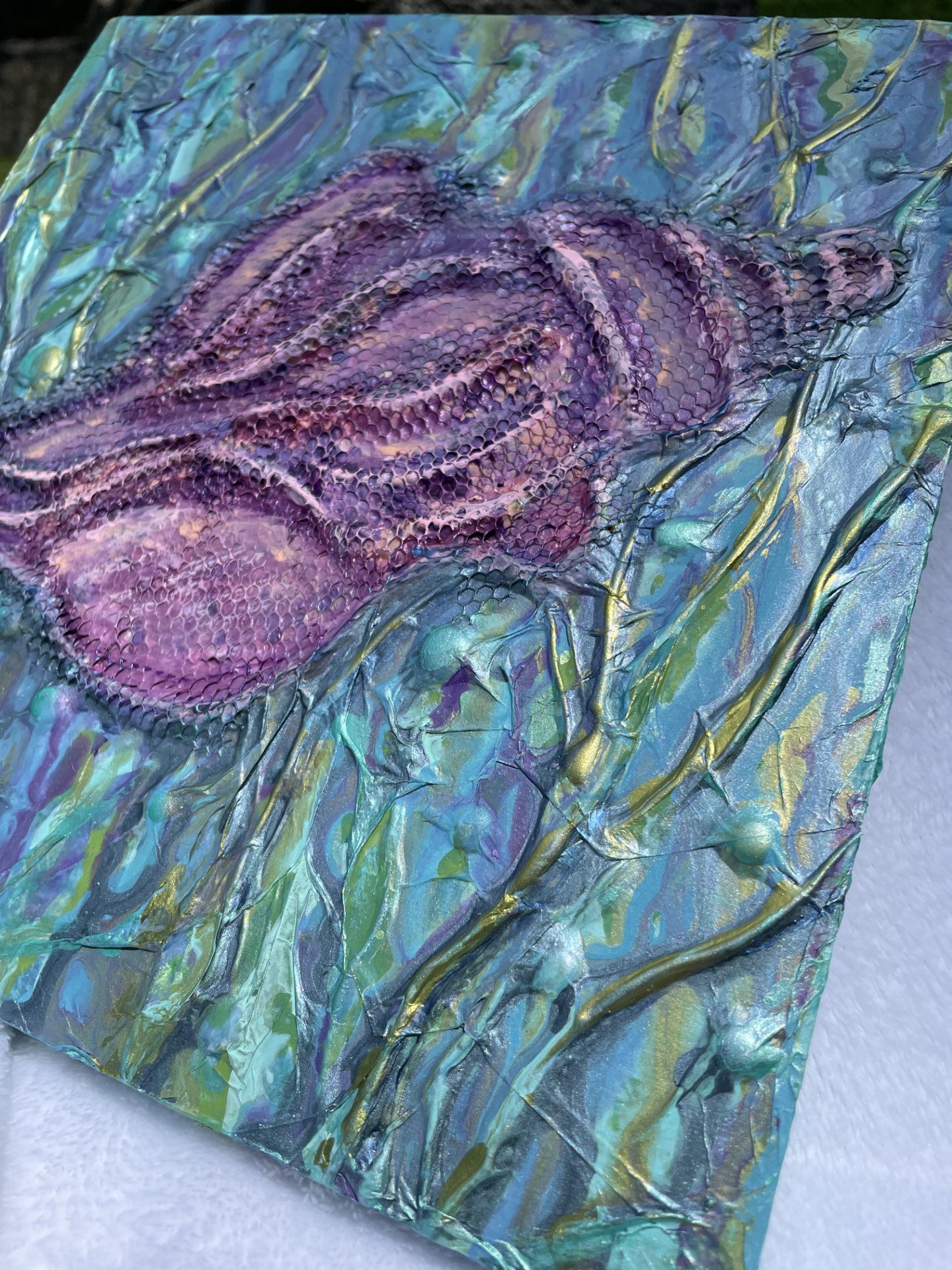 Mixed media coastal seashell wall art