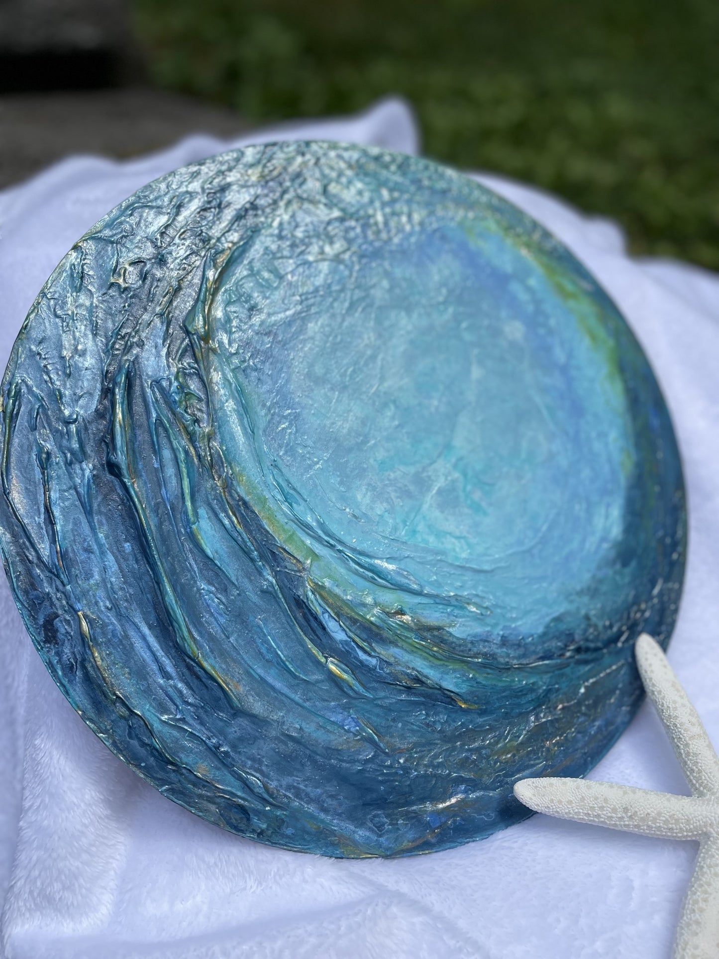 Blue abstract wave wall art
