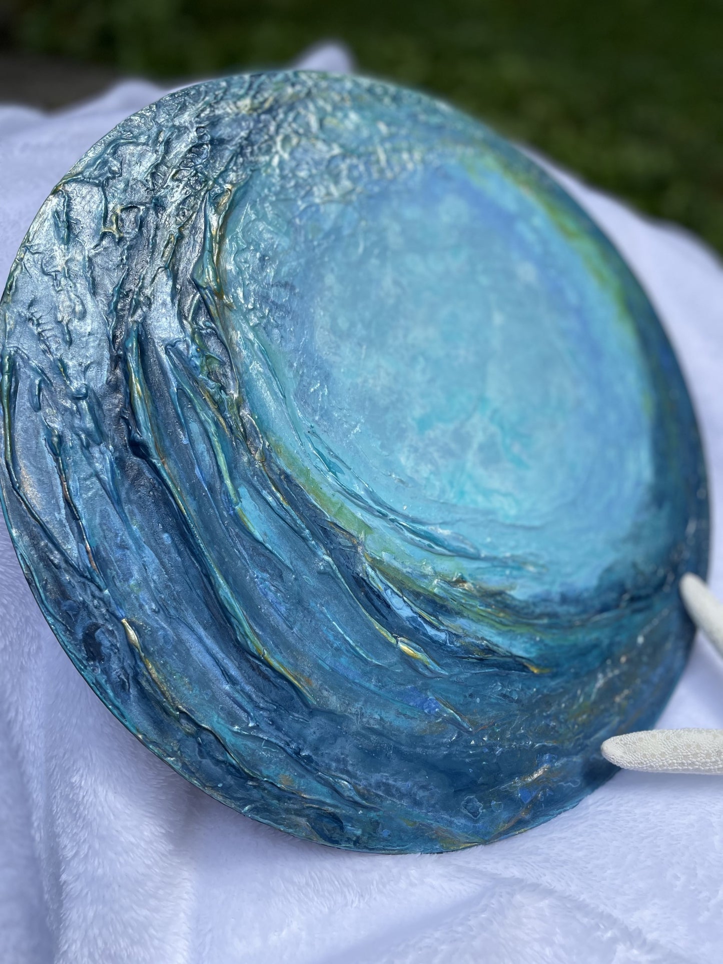 Blue abstract wave wall art