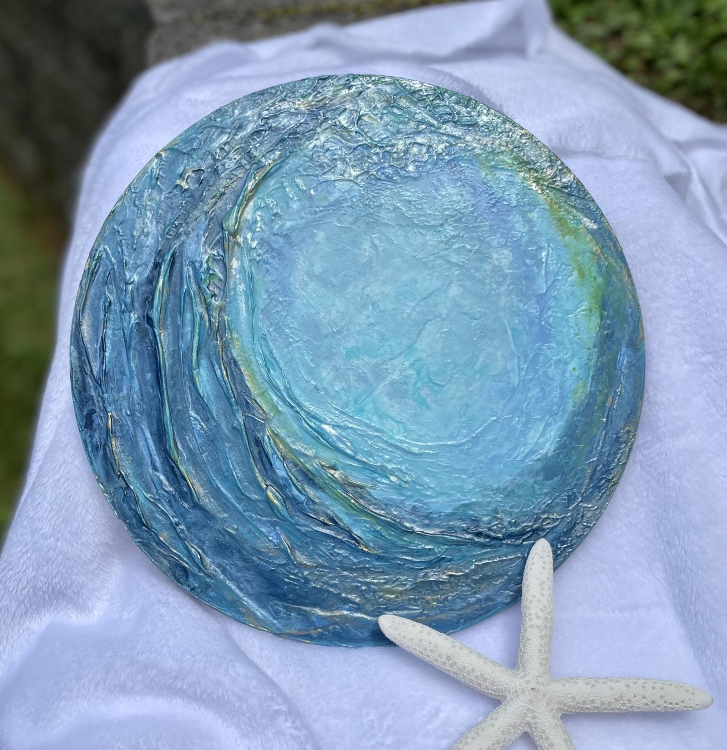 Blue abstract wave wall art