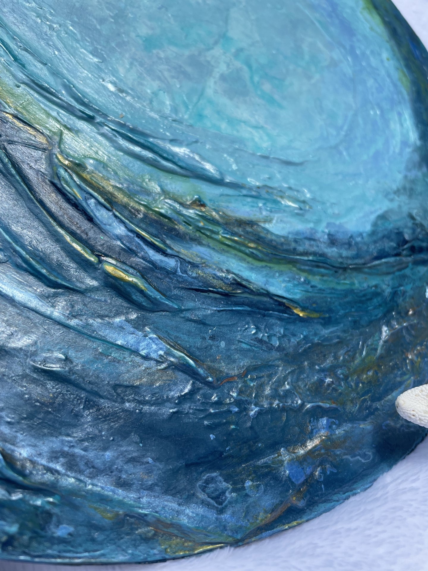 Blue abstract wave wall art
