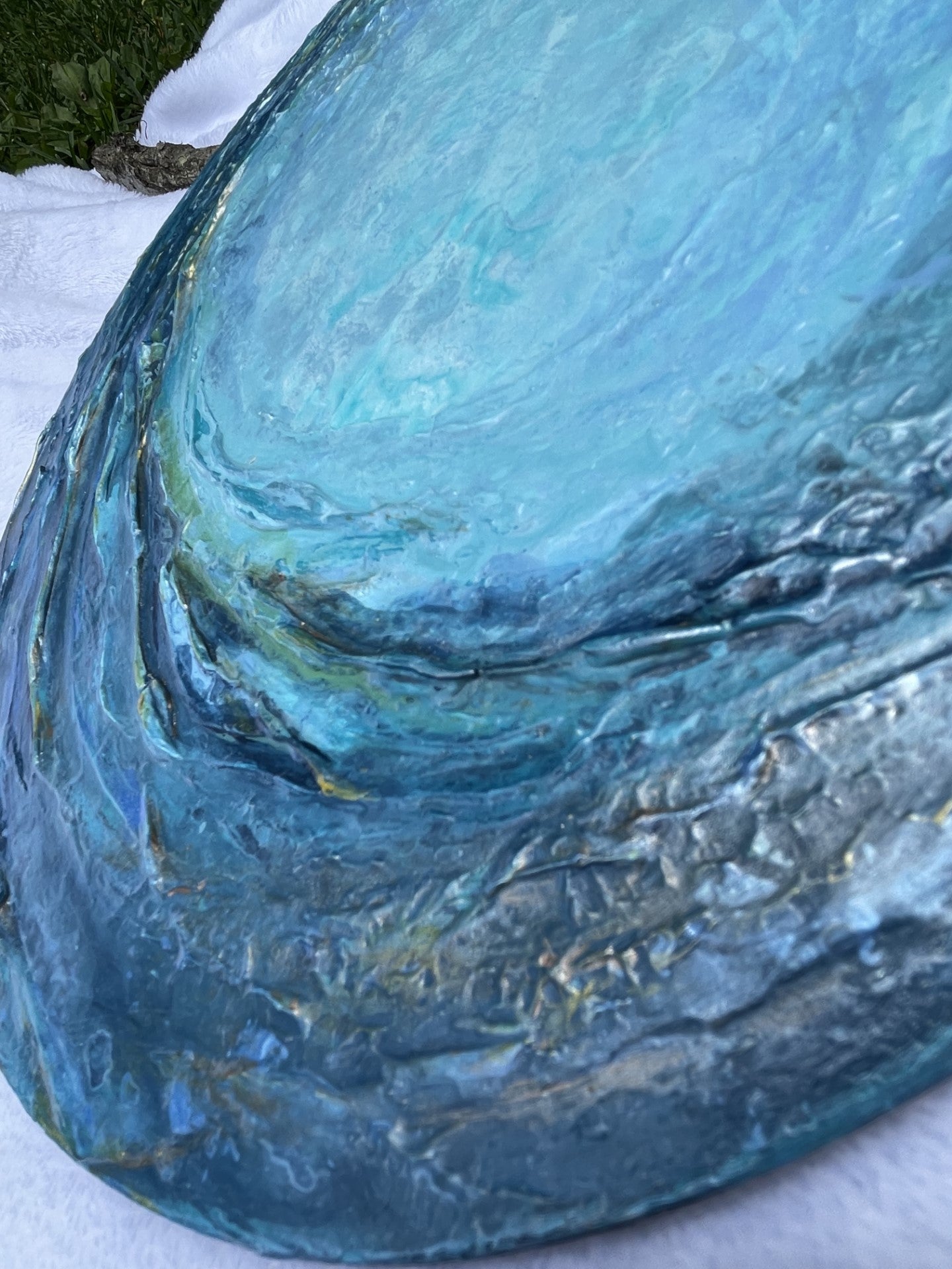 Blue abstract wave wall art