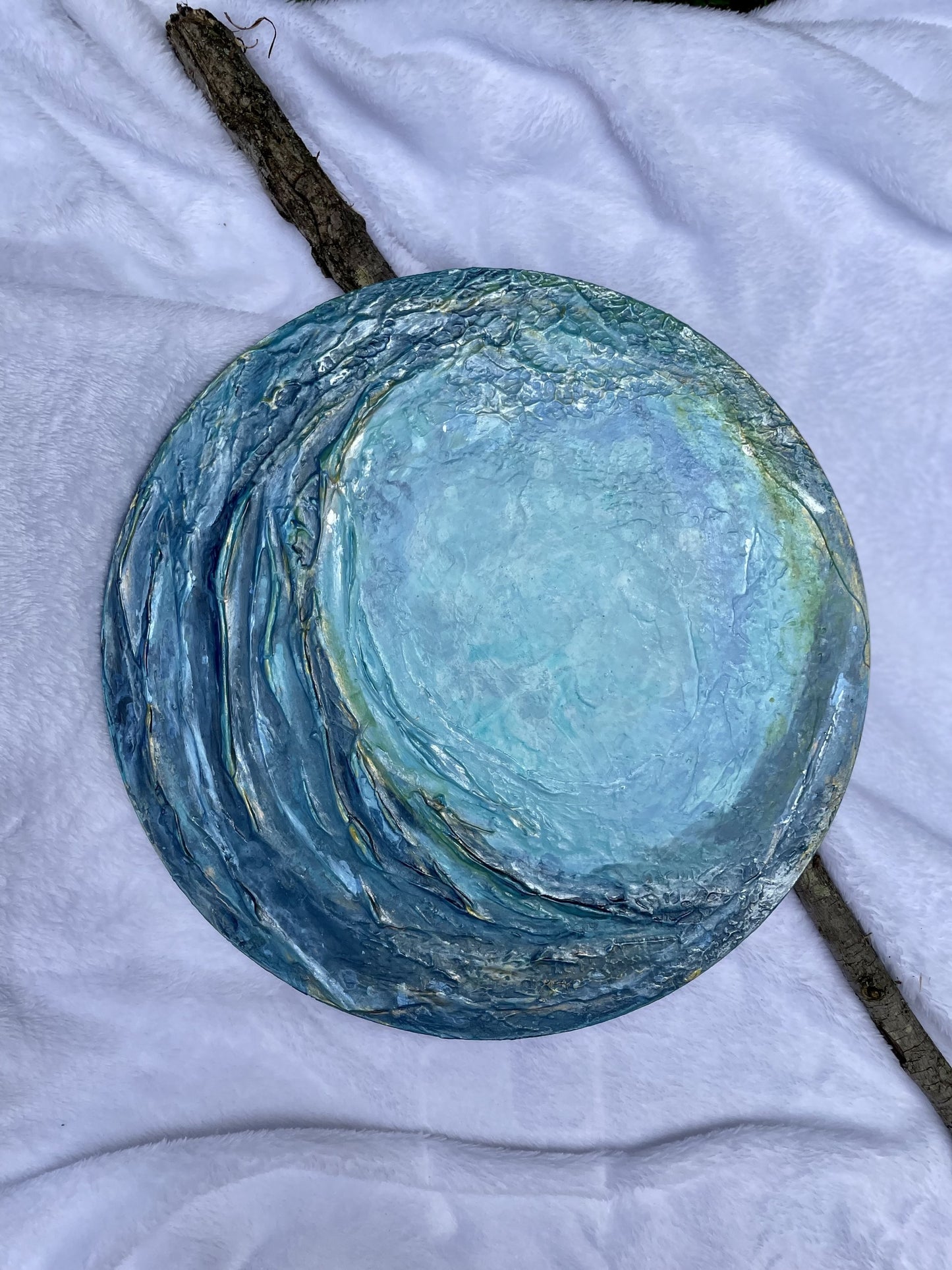 Blue abstract wave wall art
