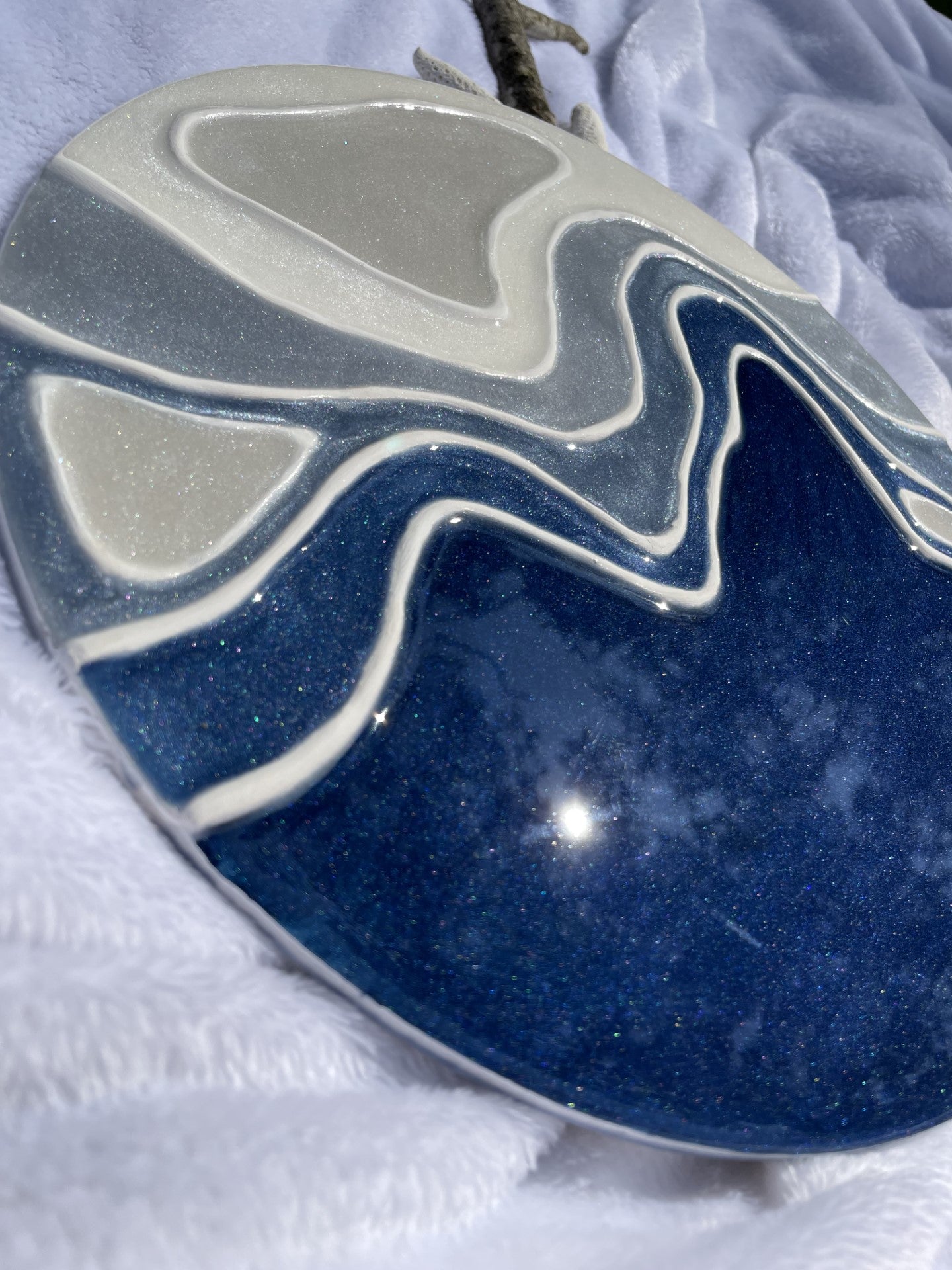 Blue and gray abstract, texture and resin art wall decor