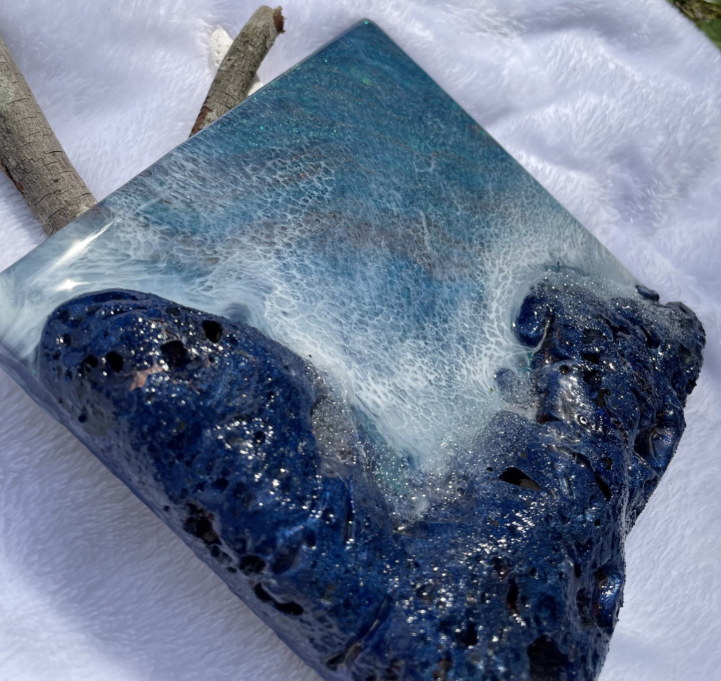 Resin Dirty Pour Seascape wall decor