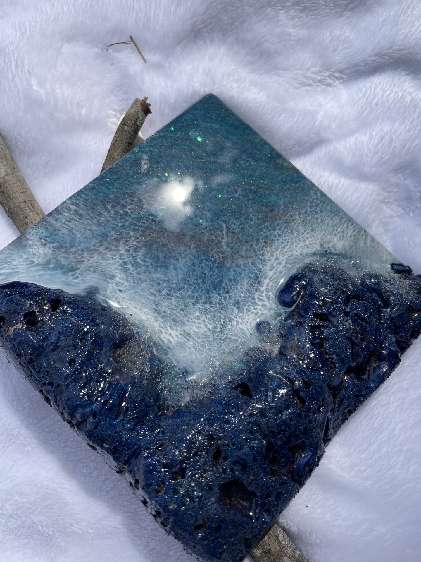 Resin Dirty Pour Seascape wall decor