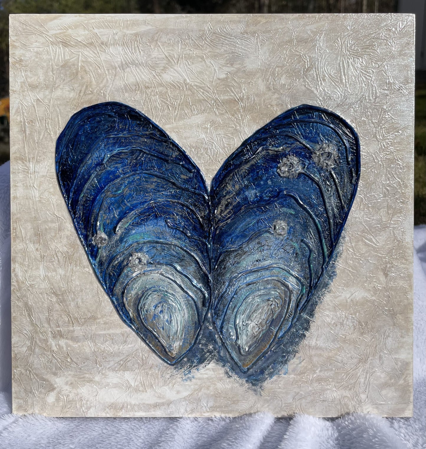 Mussel shell Textured acrylic painting |Coastal art| Contemporary