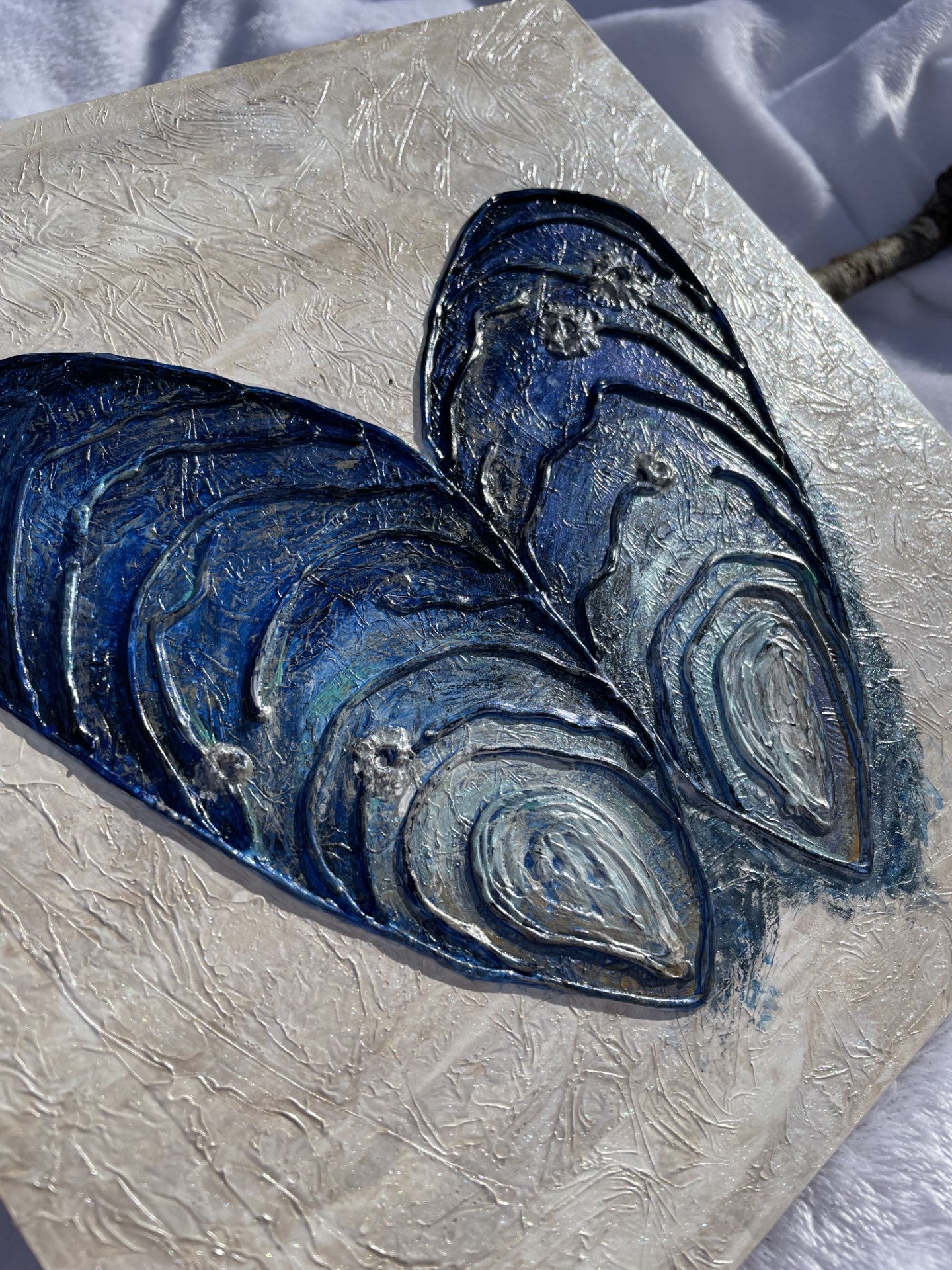 Mussel shell Textured acrylic painting |Coastal art| Contemporary