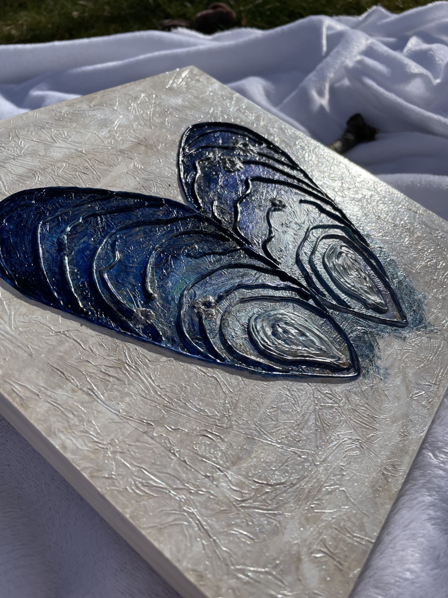 Mussel shell Textured acrylic painting |Coastal art| Contemporary