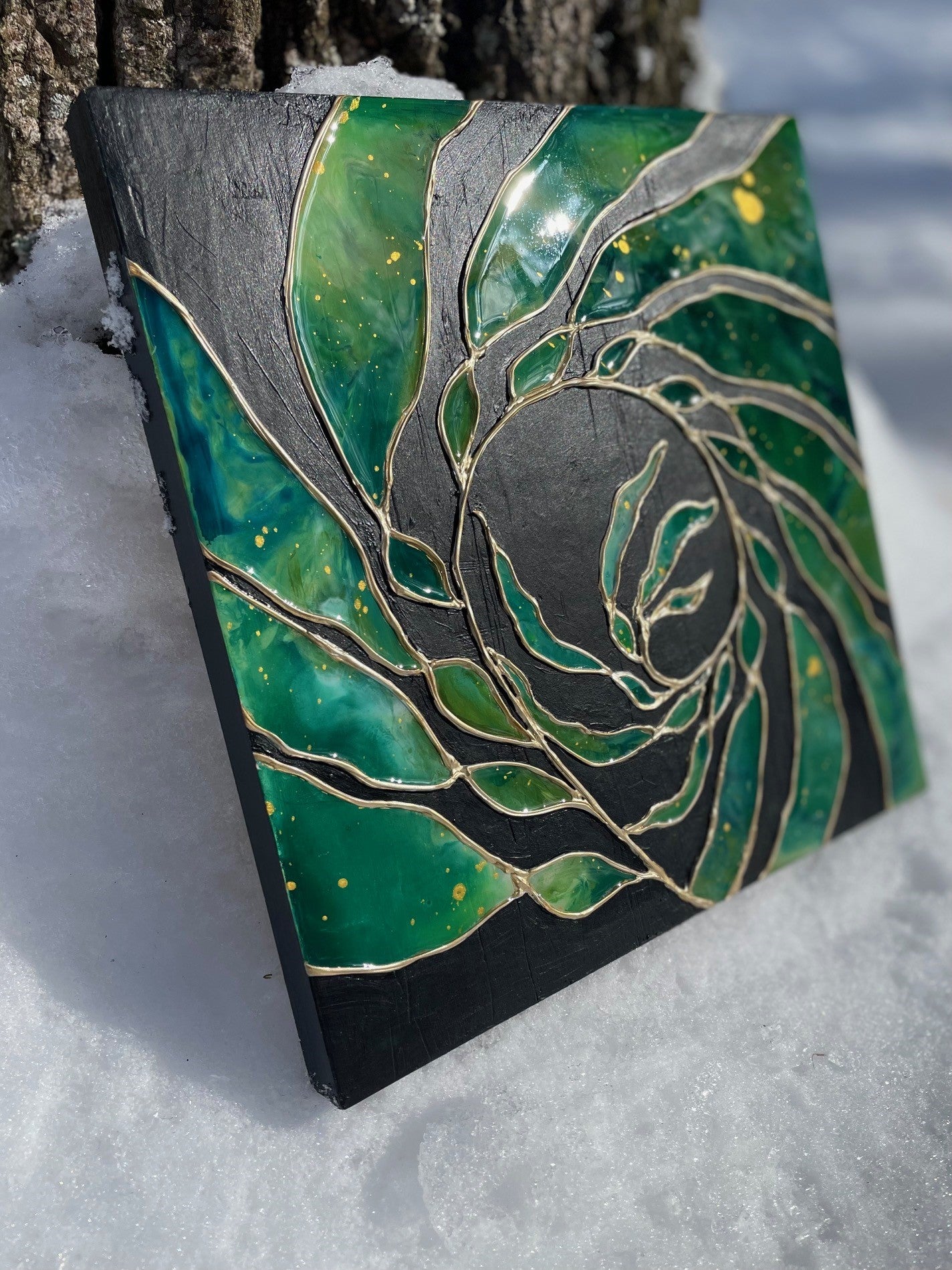 Green and black sea kelp, seascape home decor