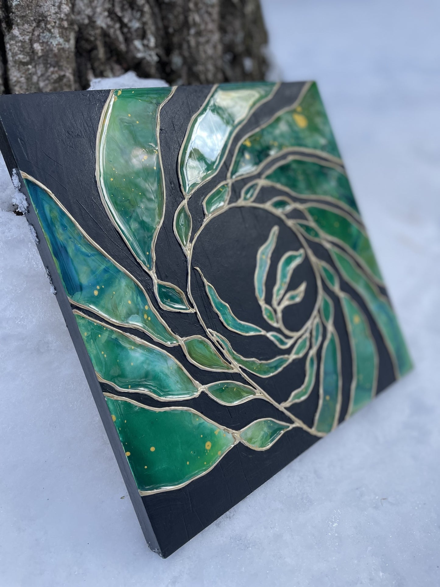 Green and black sea kelp, seascape home decor