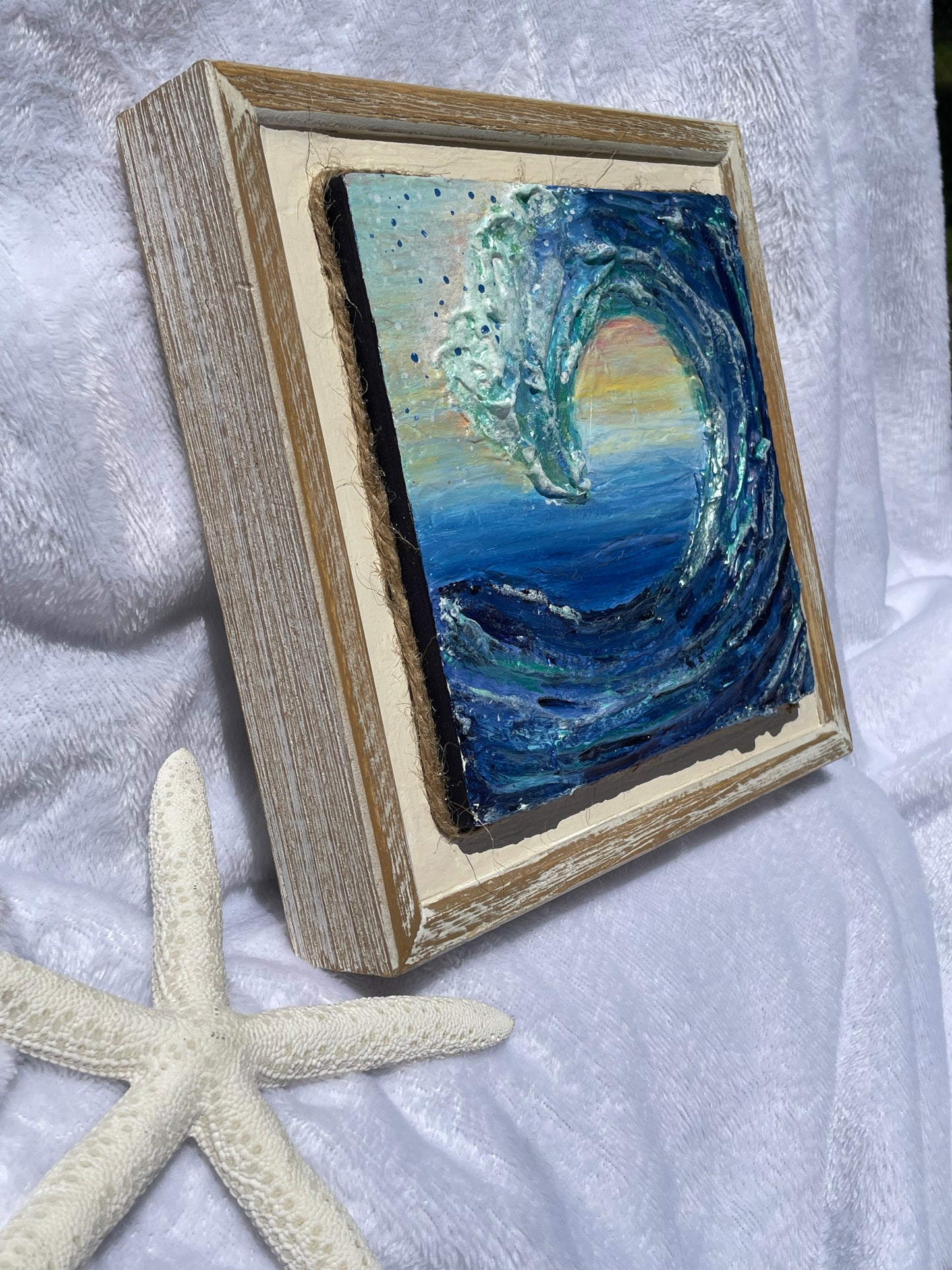 Multi-dimensional, 3D ocean wave wall hanging/texture art