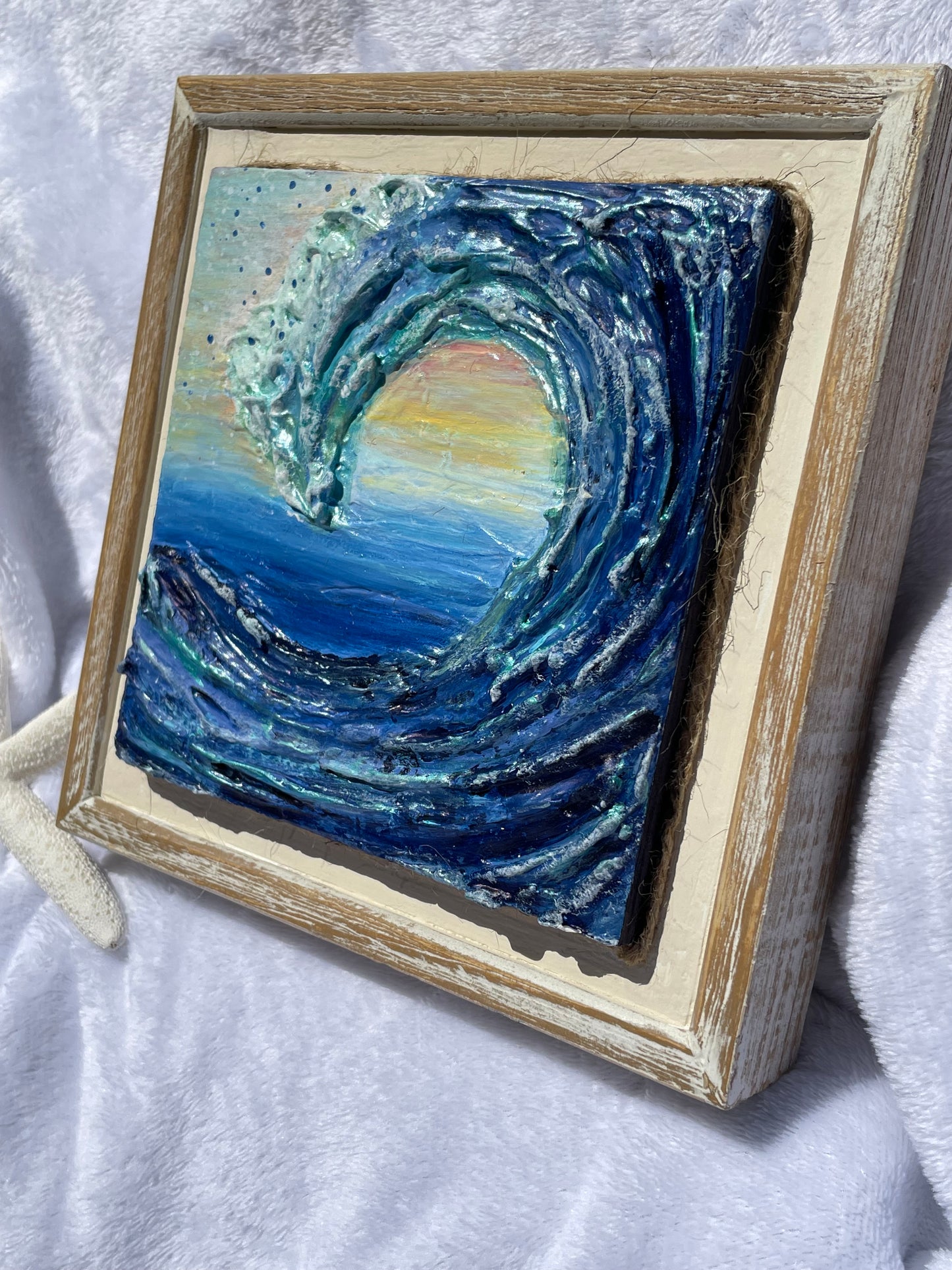 Multi-dimensional, 3D ocean wave wall hanging/texture art