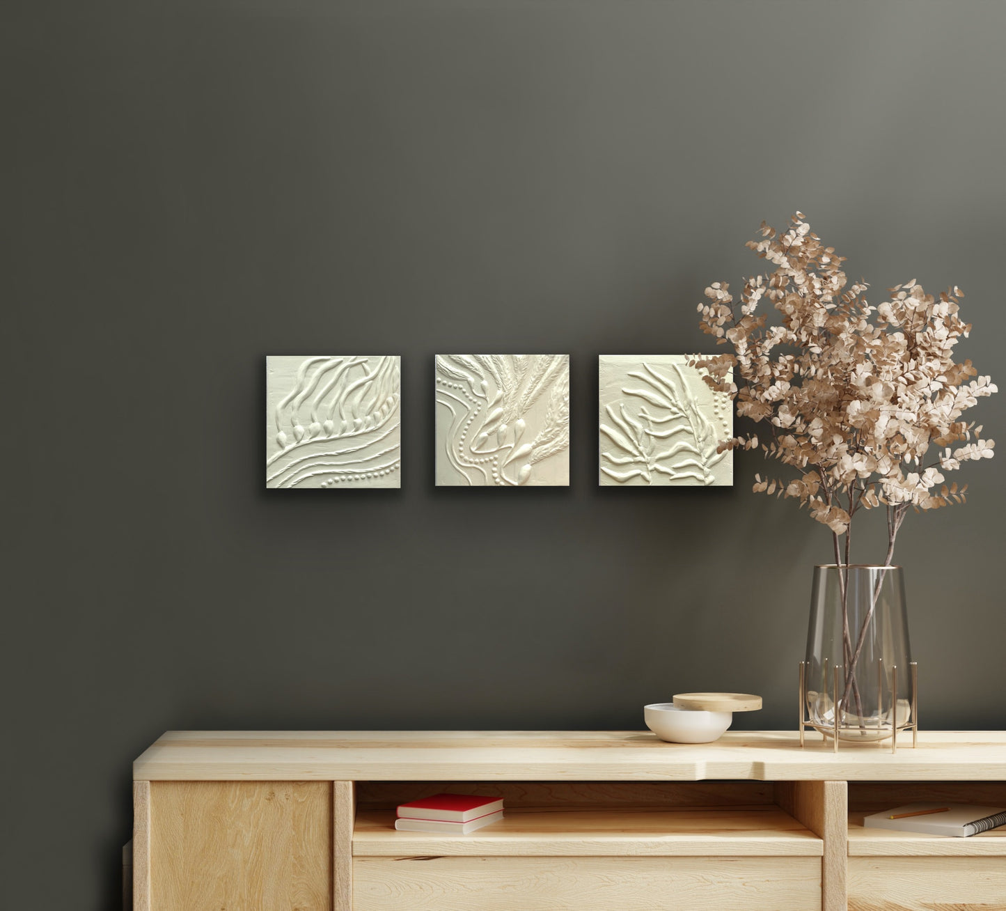 Detailed giant kelp texture art sculpture neutral off white