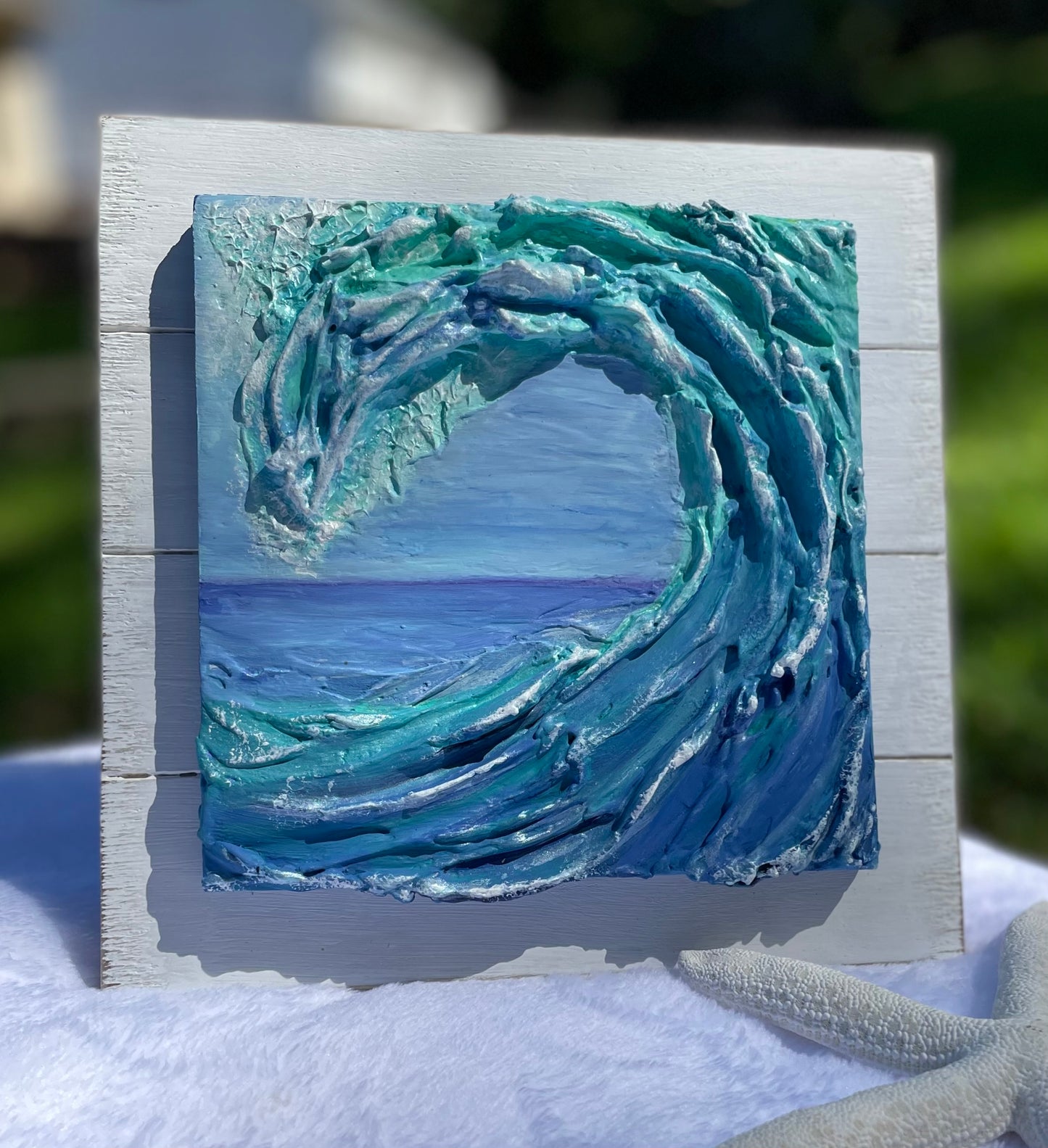 Caribbean blue texture art wave home decor