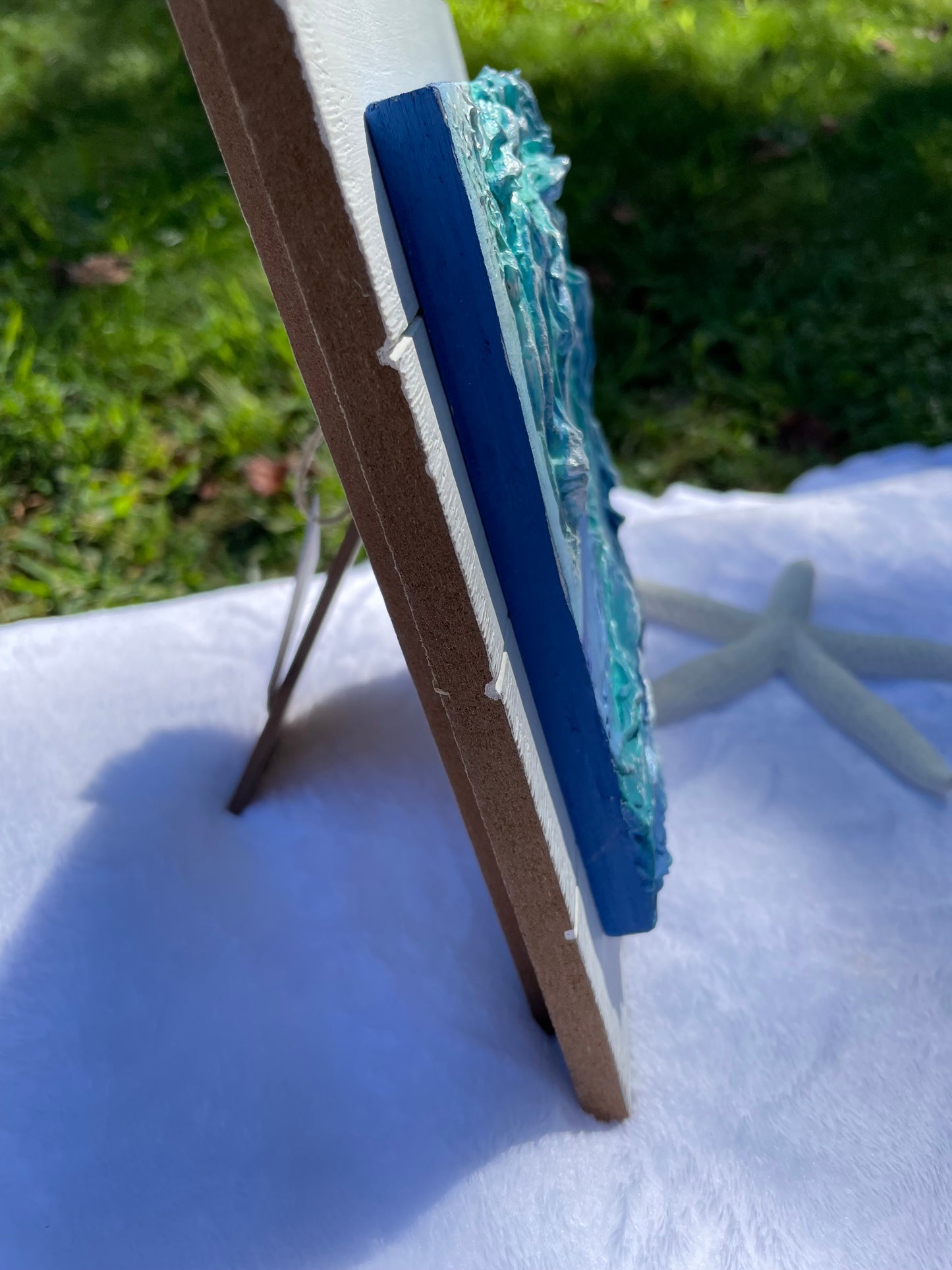 Caribbean blue texture art wave home decor