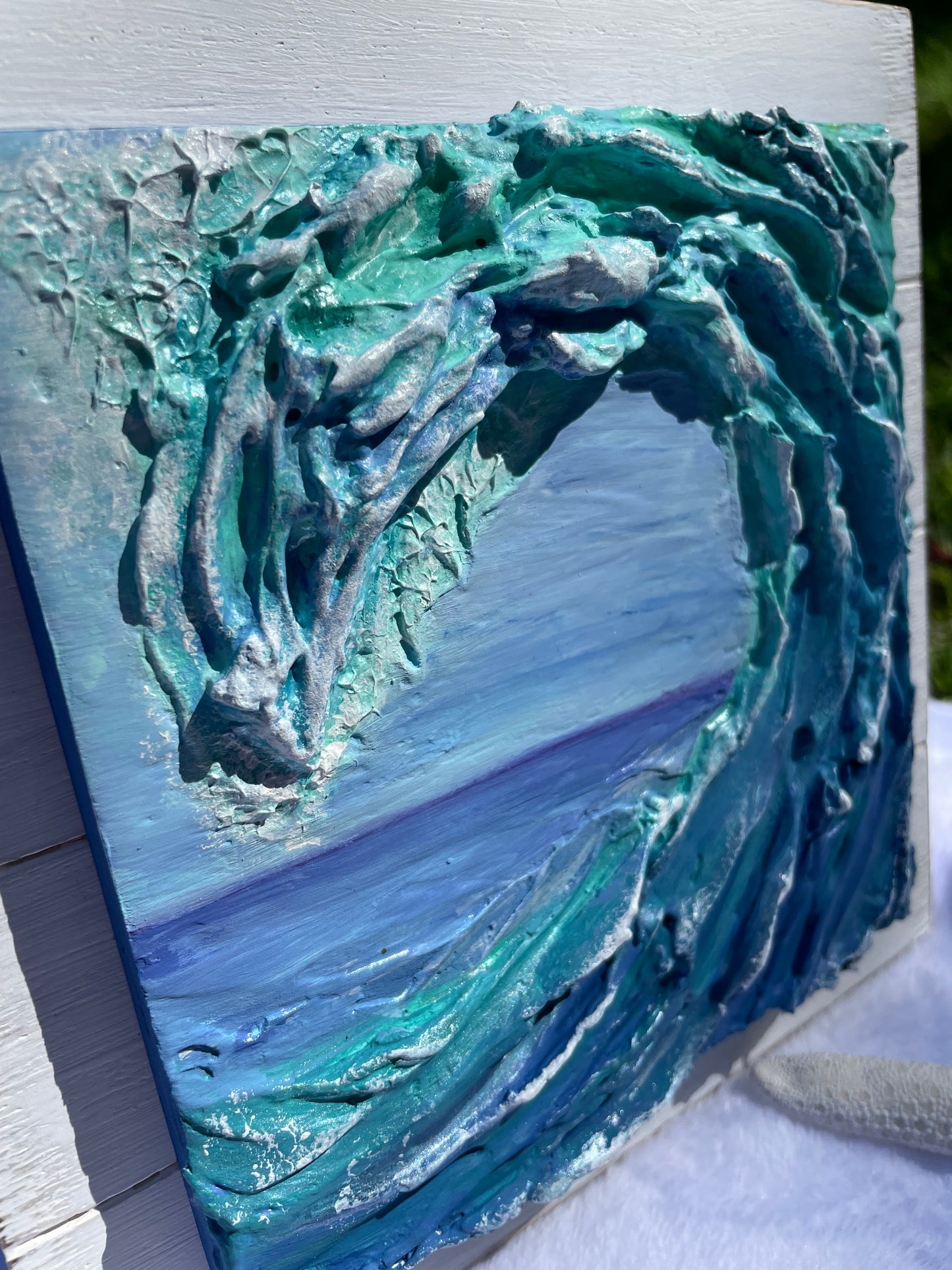 Caribbean blue texture art wave home decor