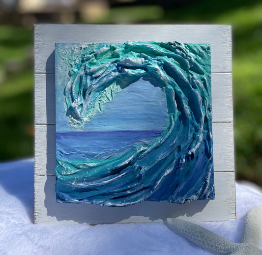 Caribbean blue texture art wave home decor