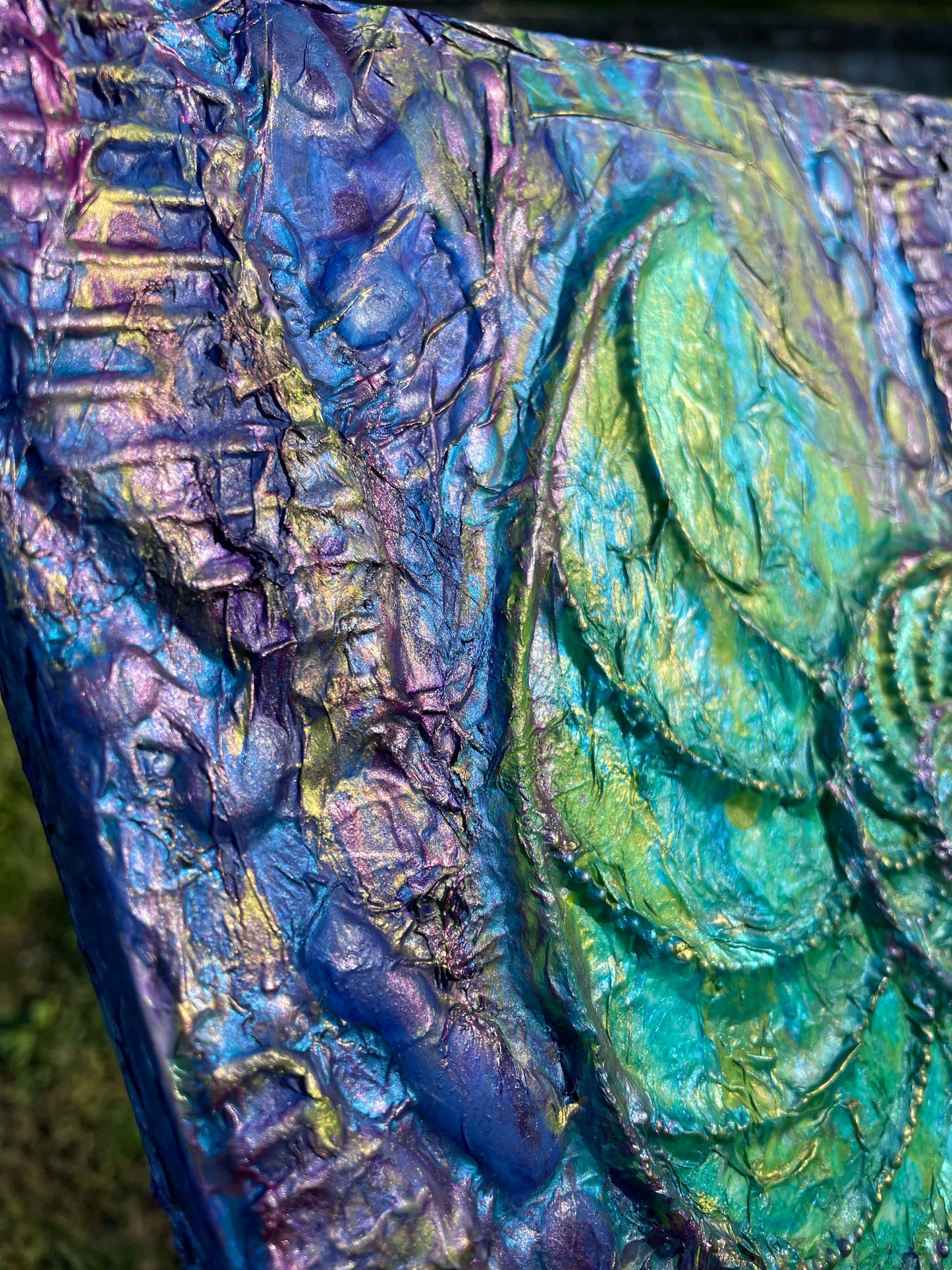 Mixed-media Nautilus shell coastal wall art