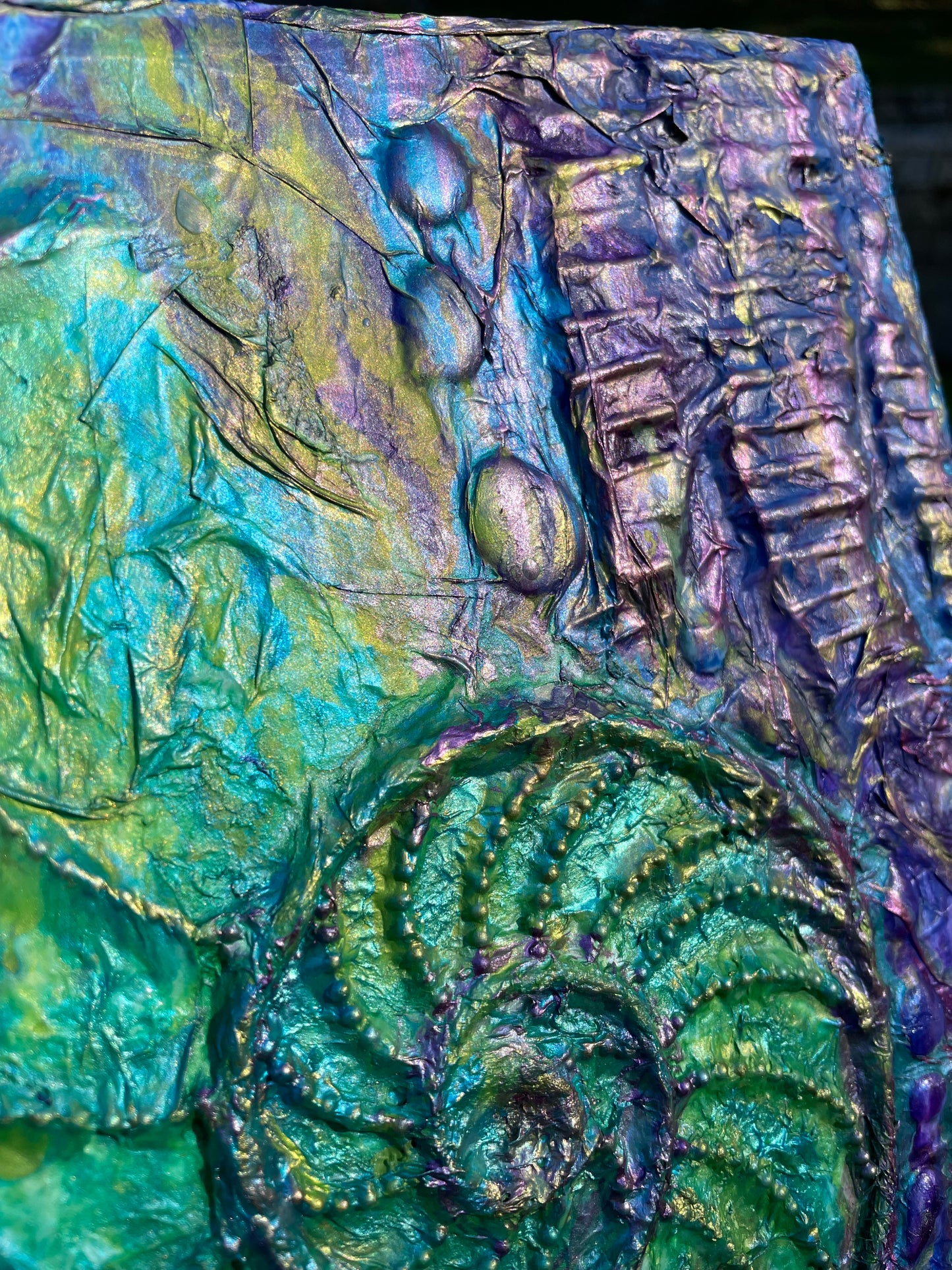 Mixed-media Nautilus shell coastal wall art