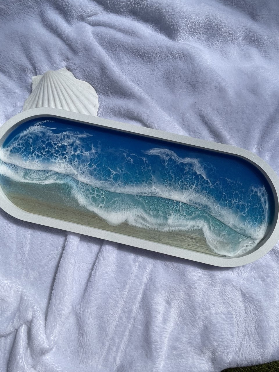 Resin ocean and beach vanity tray | Home decor