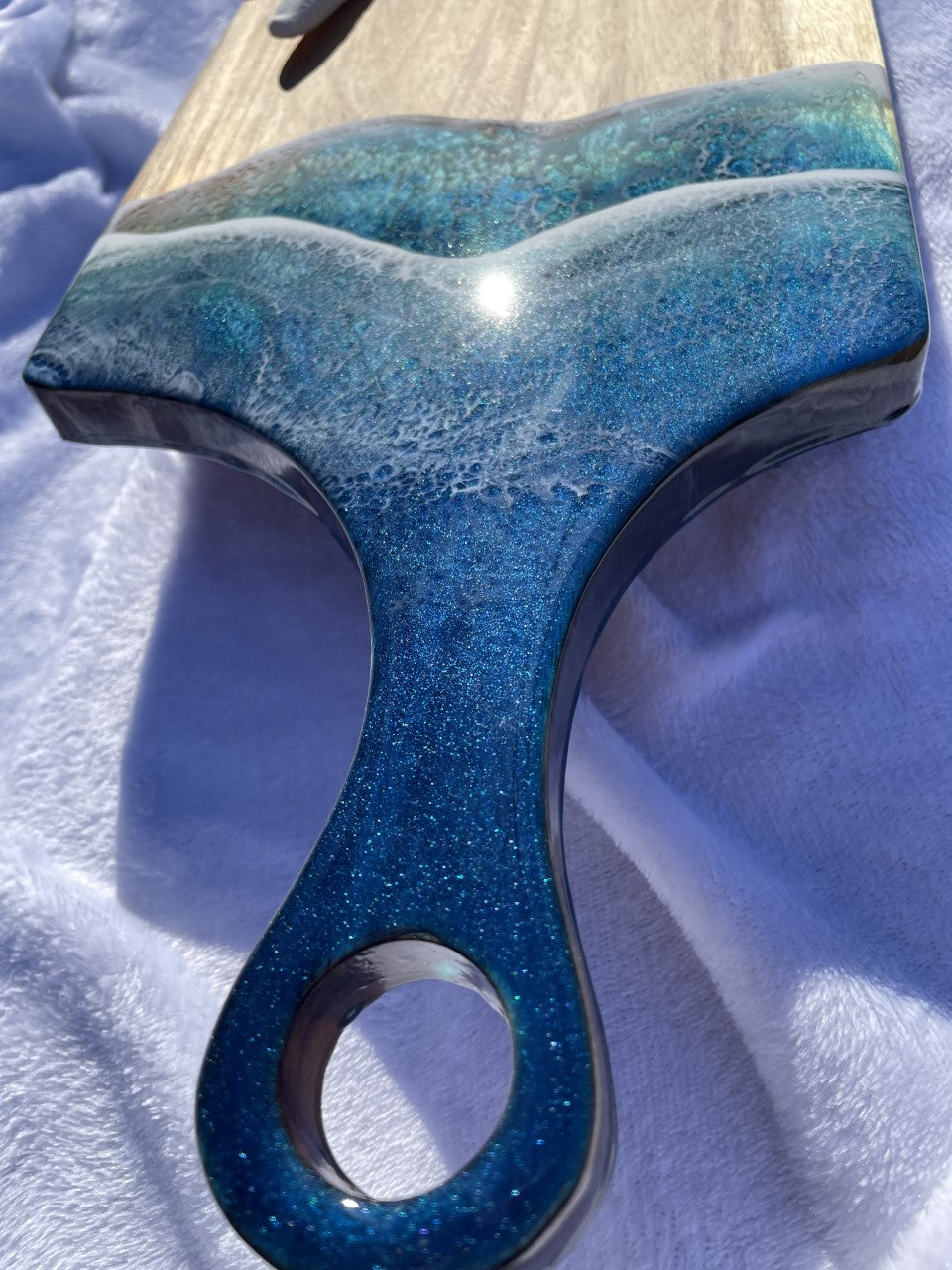 Asymmetrical resin ocean wave charcuterie board/platter