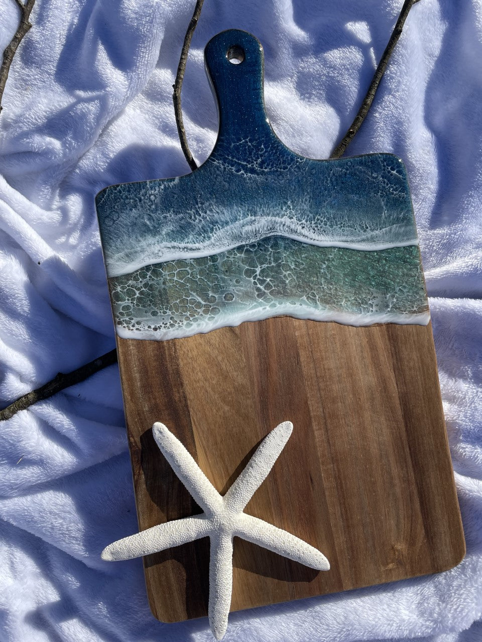 Resin ocean waves charcuterie board/platter