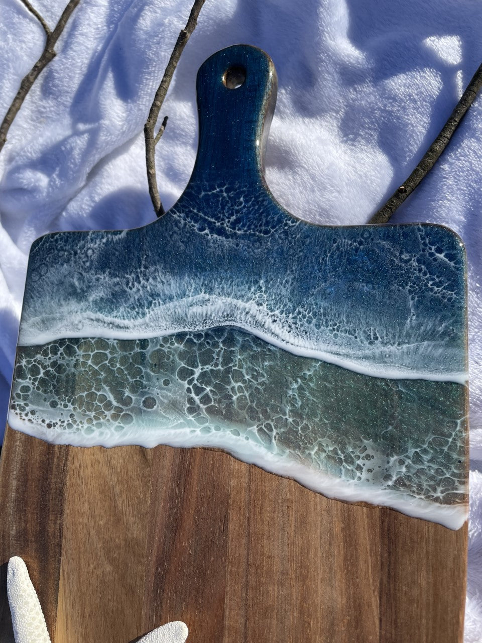Resin ocean waves charcuterie board/platter