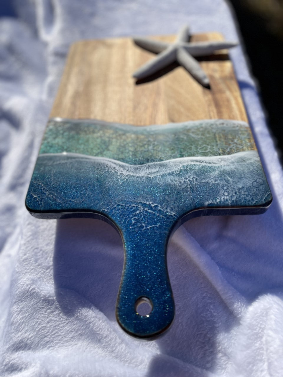 Resin ocean waves charcuterie board/platter