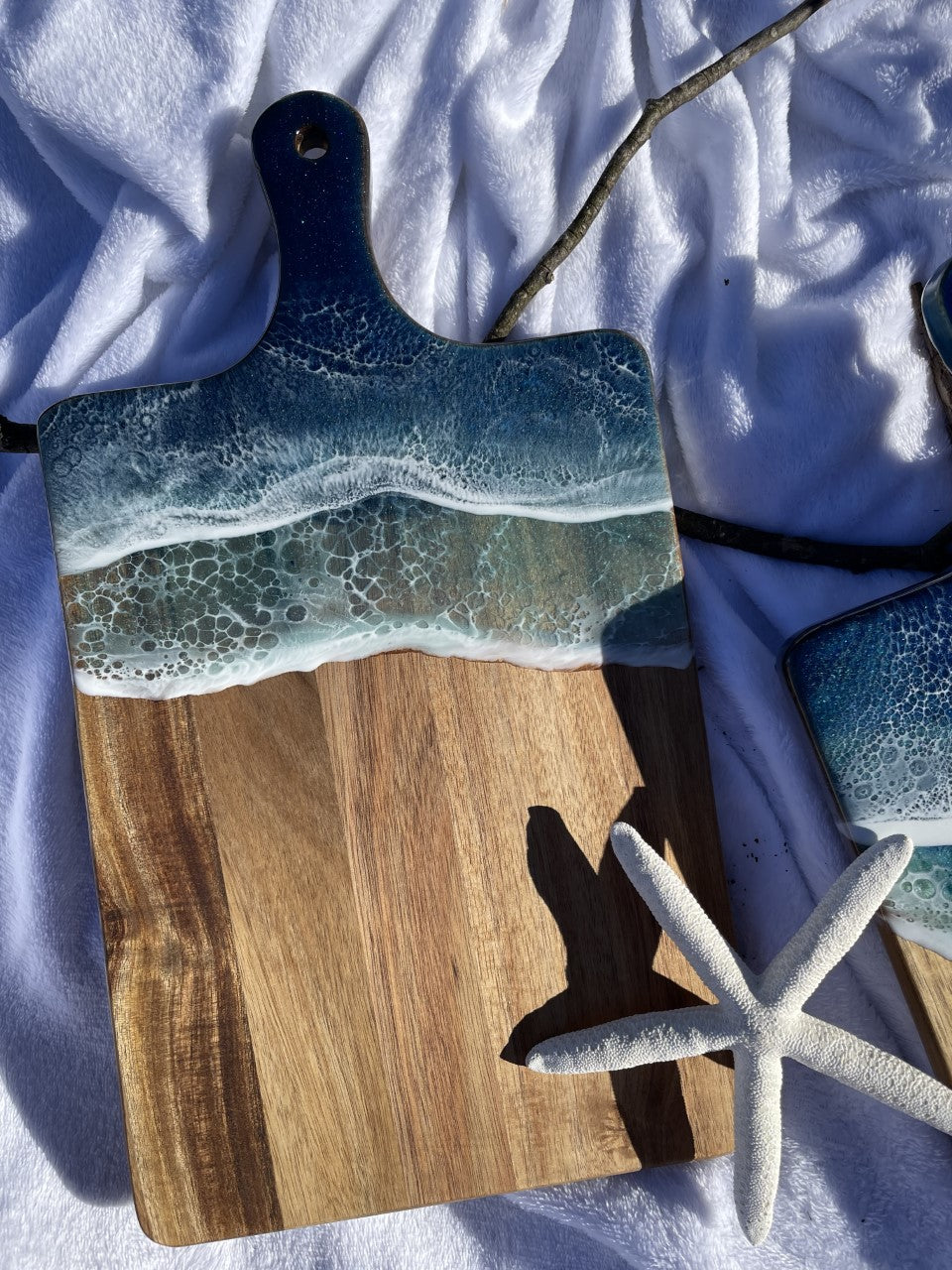 Resin ocean waves charcuterie board/platter