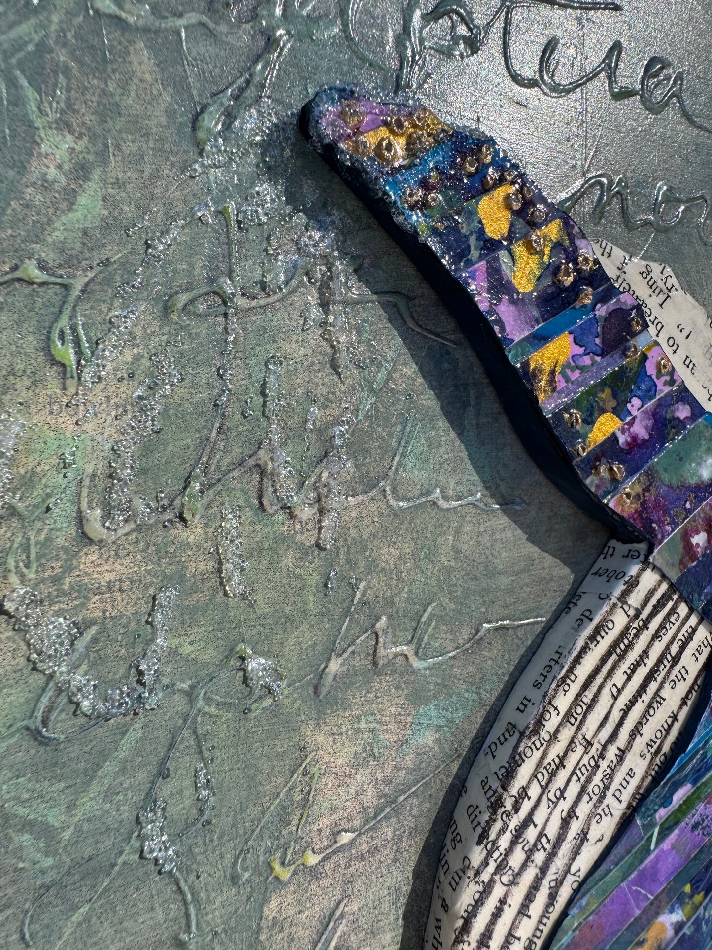 One-of-a-Kind Clay Whale Art with Antique Book Collage