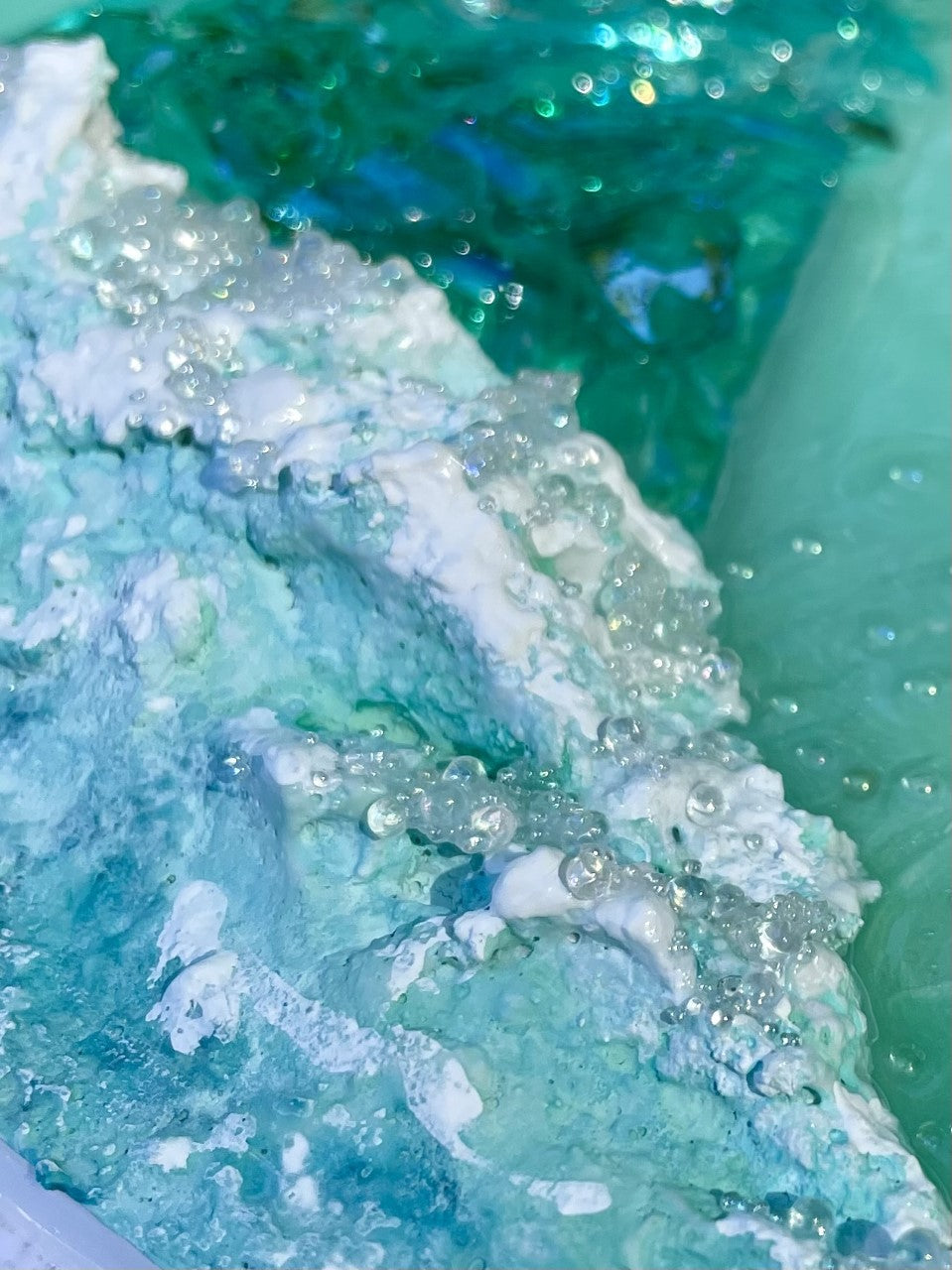 Aqua crushed glass mermaid tail and resin home decor
