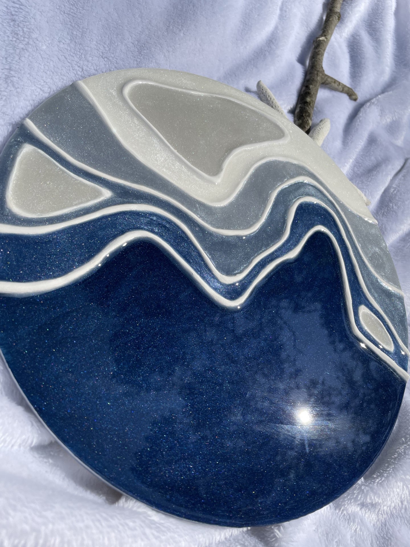 Blue and gray abstract, texture and resin art wall decor
