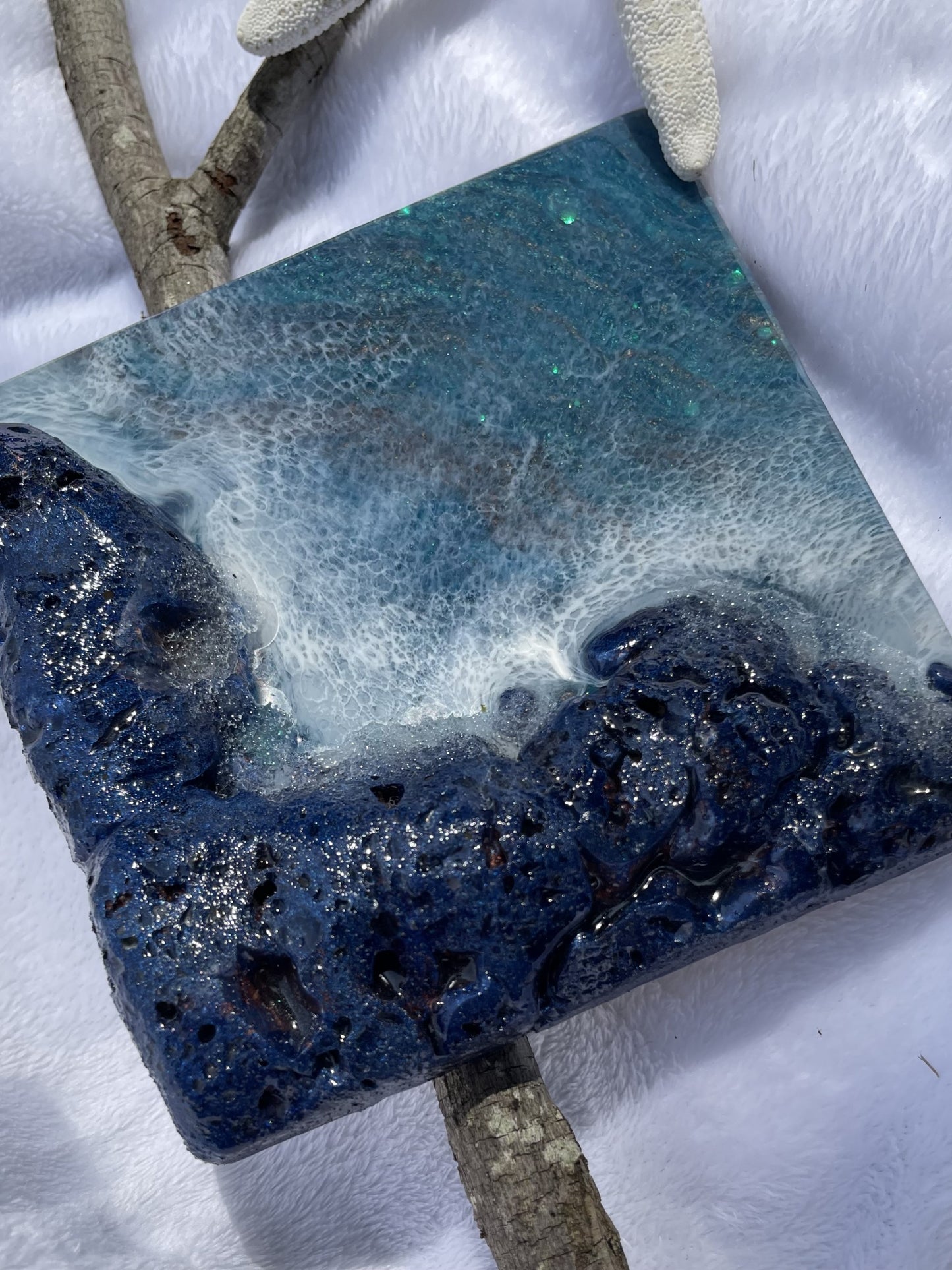 Resin Dirty Pour Seascape wall decor