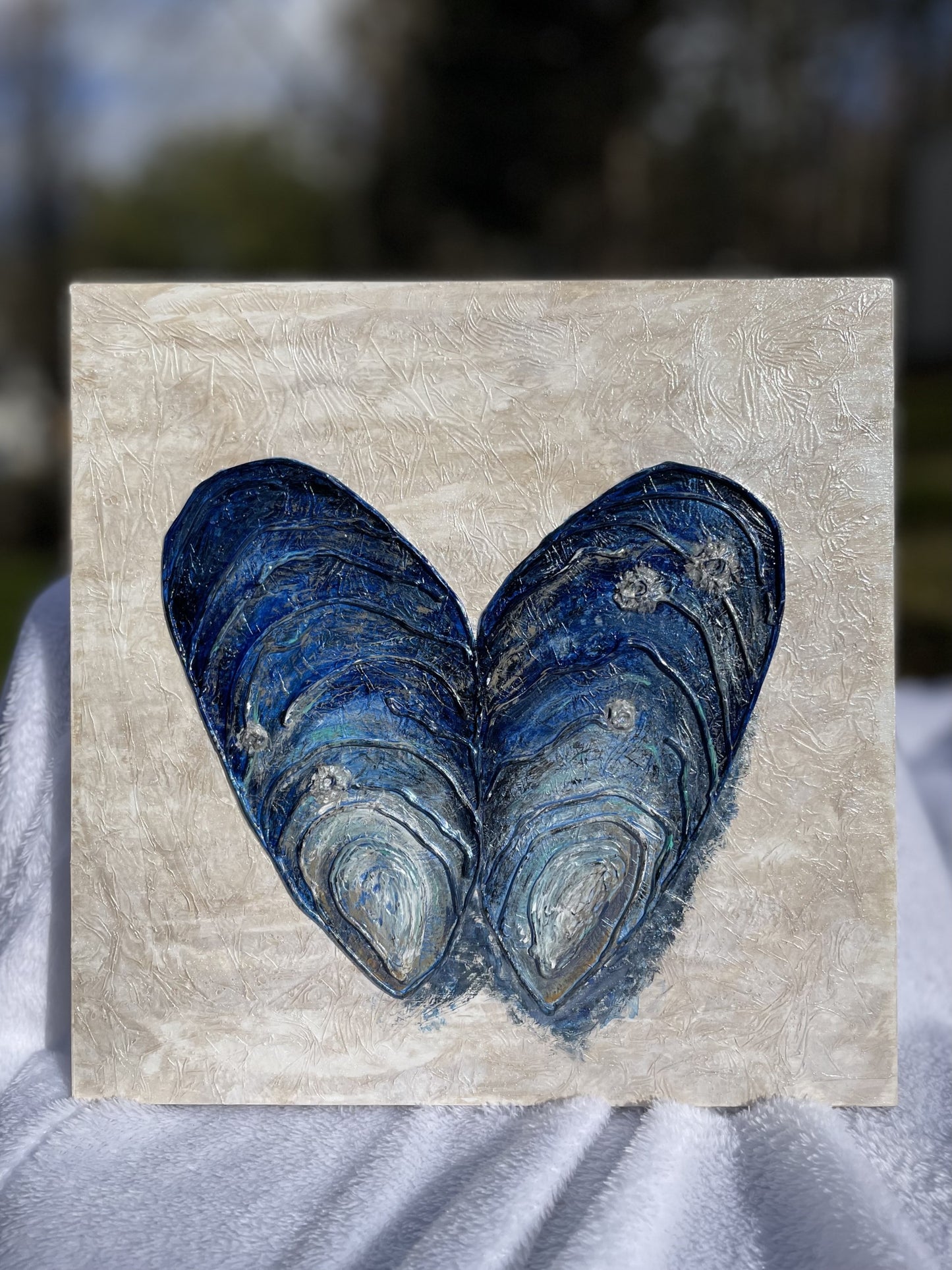Mussel shell Textured acrylic painting |Coastal art| Contemporary