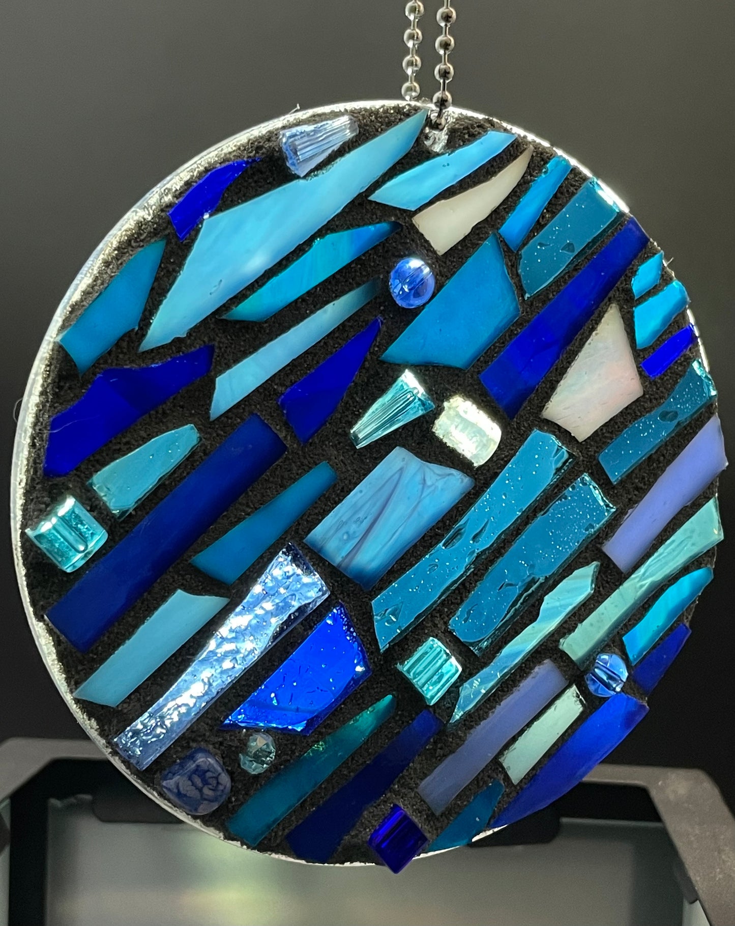 Mosaic suncatcher in blues