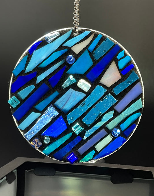 Mosaic suncatcher in blues