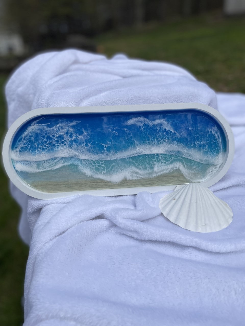 Resin ocean and beach vanity tray | Home decor