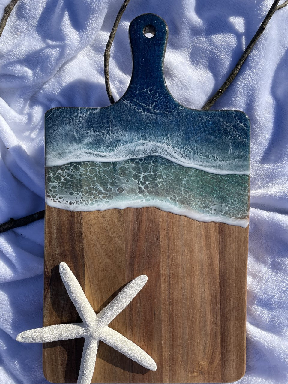 Resin ocean waves charcuterie board/platter